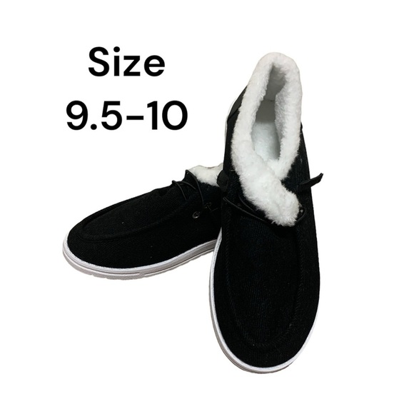 New Fuzzy Slipper Shoes comfortable house slippers soft warm black white NWOT - Picture 6 of 6